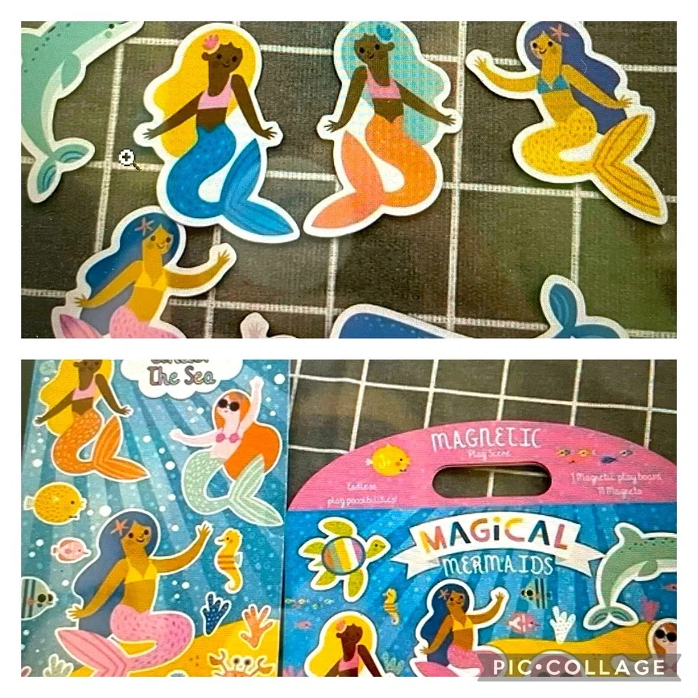 Kids Toys Mermaid Magnets and Play Board Book Stickers SET